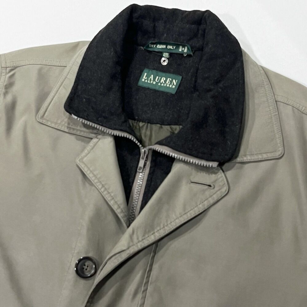 Ralph Lauren Men Outdoor Coat Jacket Removable‎ Quilt Lining Wool Trim 40S Large